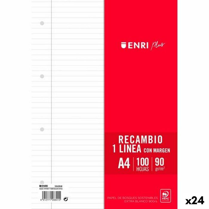 Replacement sheets ENRI White A4 100 Sheets (24 Units)