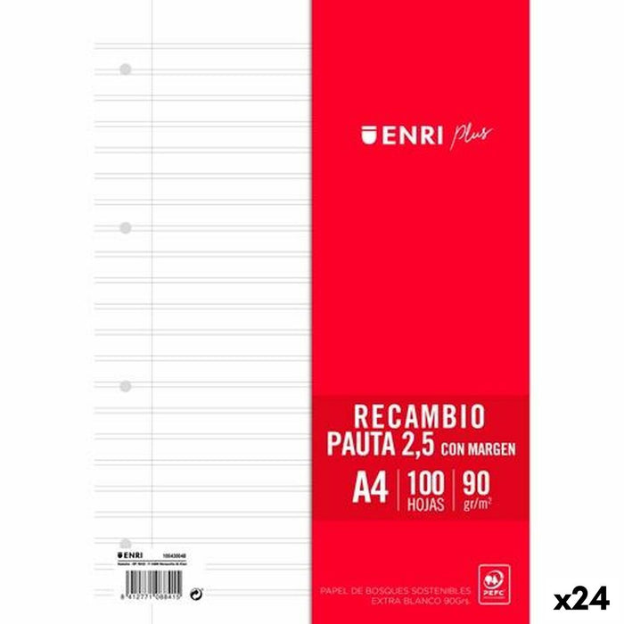 Replacement sheets ENRI White A4 100 Sheets (24 Units)