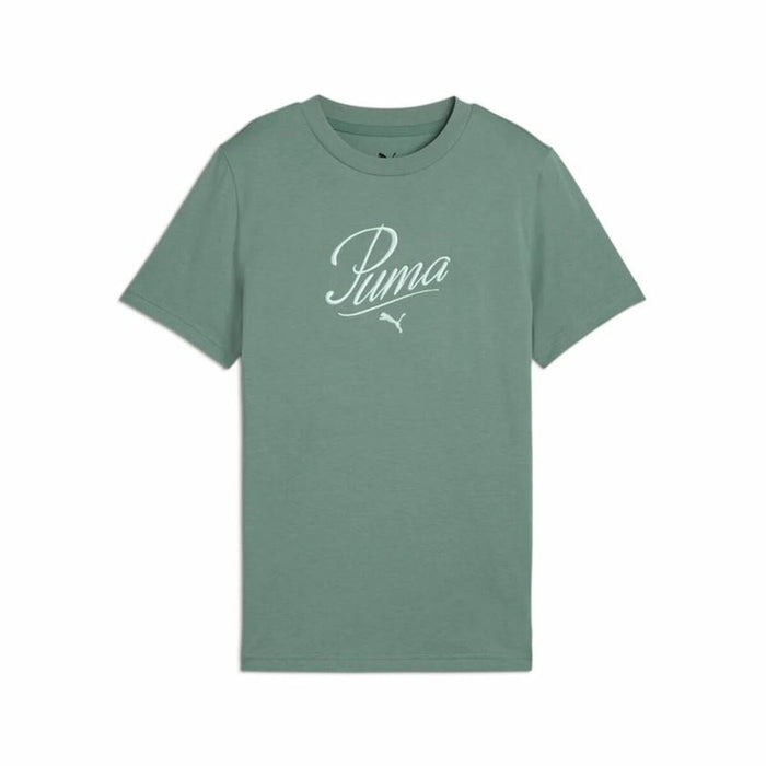 Child's Short Sleeve T-Shirt Puma Essentials Blue Green