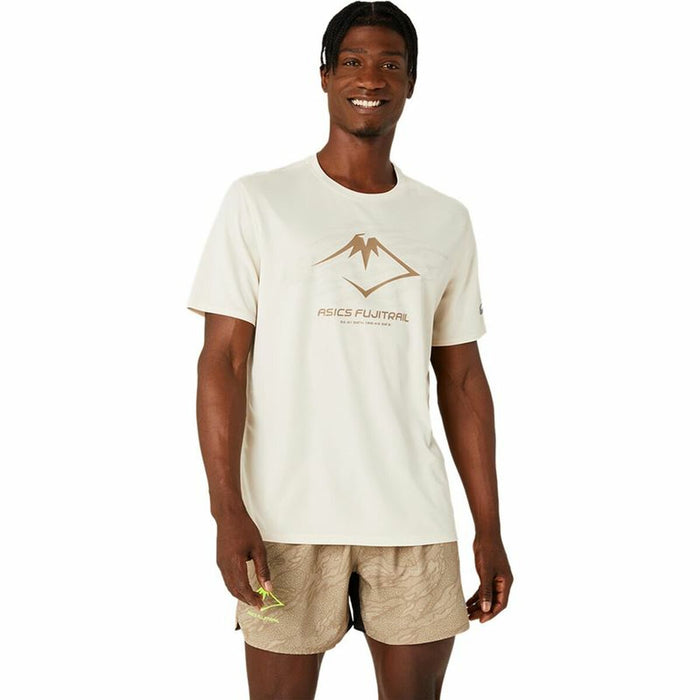 Camiseta de Manga Corta Asics Fujitrail Logo Ss Top Beige