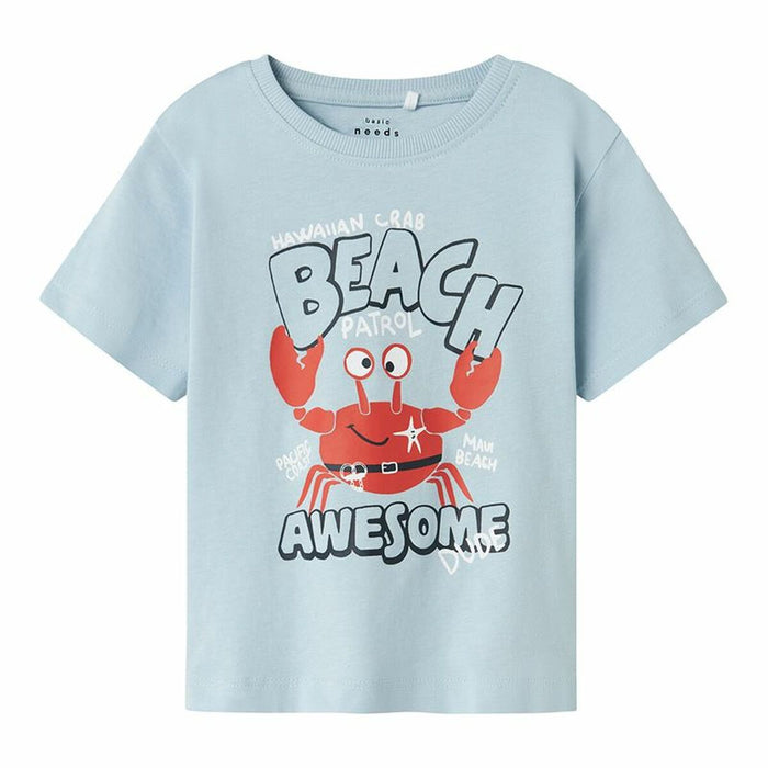 Child's Short Sleeve T-Shirt Name It Nmmvagno Loose Sky blue