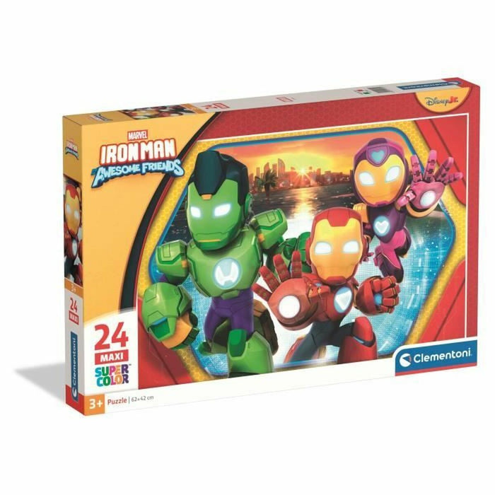 Puzzle Clementoni Maxi - Iron Man and his awesome friends 62 x 42 cm 24 Pieces