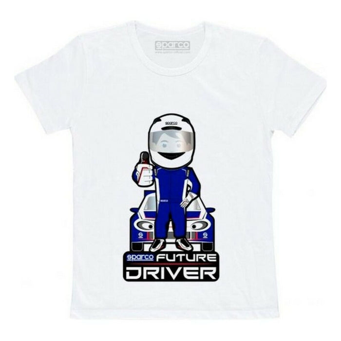 Child's Short Sleeve T-Shirt Sparco Future Racer White