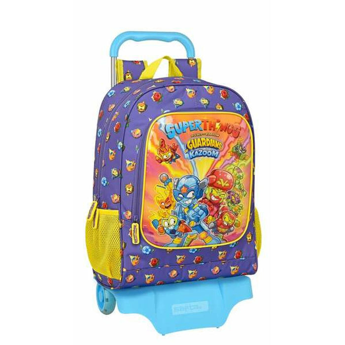 School Rucksack with Wheels SuperThings Guardians of Kazoom Yellow Purple 32 x 42 x 14 cm