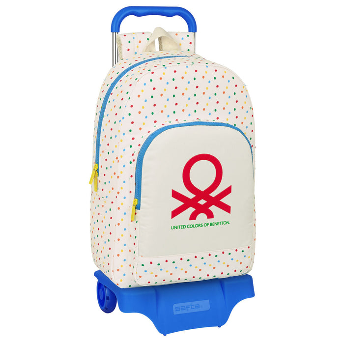 School Rucksack with Wheels Benetton Topitos White 30 x 46 x 14 cm