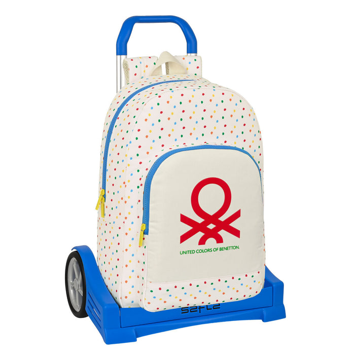 School Rucksack with Wheels Benetton Topitos White 30 x 46 x 14 cm