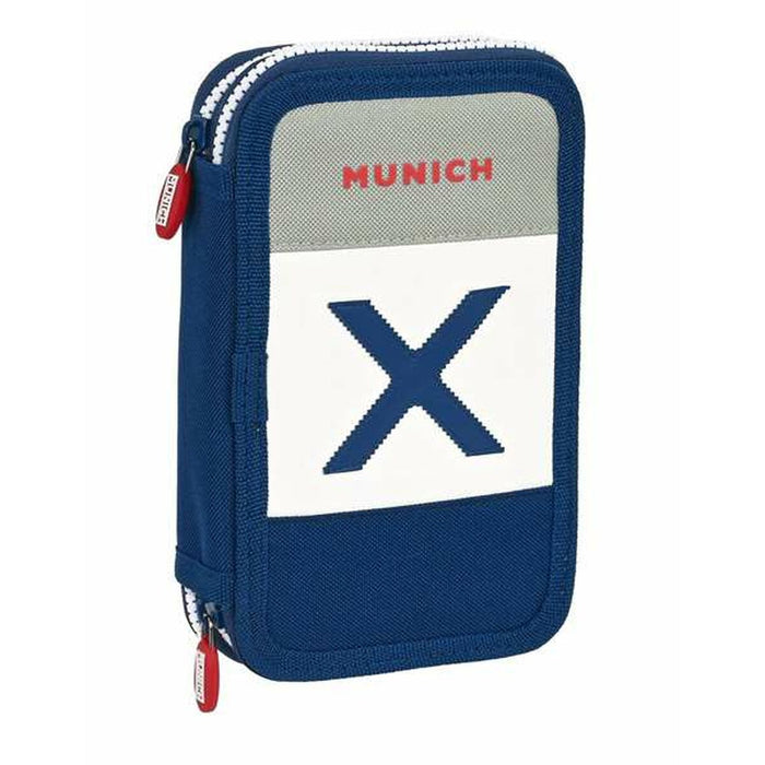Double Pencil Case Munich College Grey 12,5 x 19,5 x 4 cm