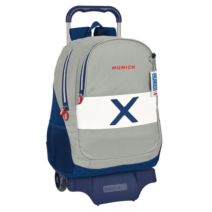 School Rucksack with Wheels Munich College Grey 32 x 44 x 16 cm