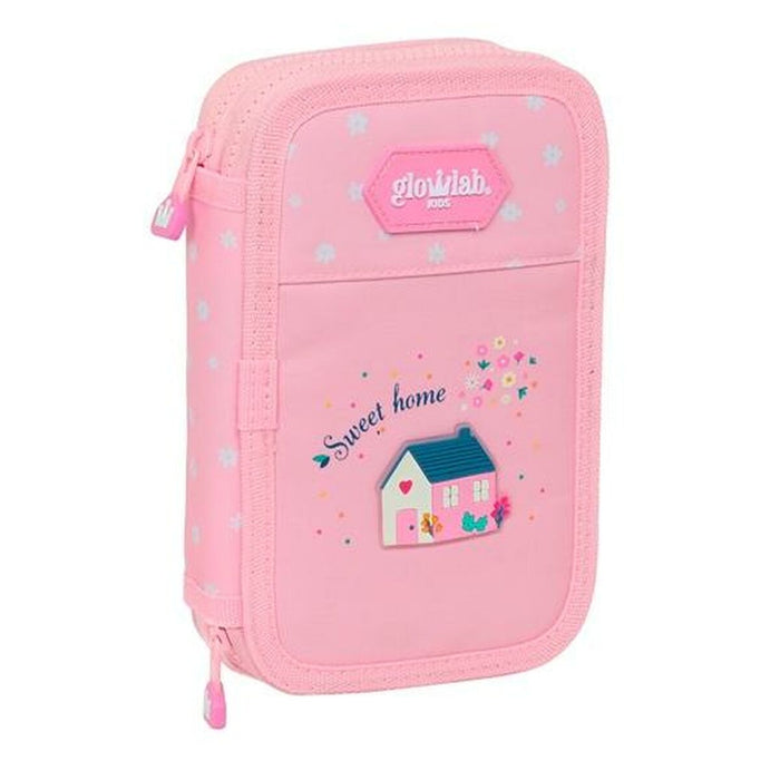Double Pencil Case Glow Lab Sweet Home Pink 28 Pieces 12,5 x 4 x 19,5 cm 12,5 x 40 x 19,5 cm