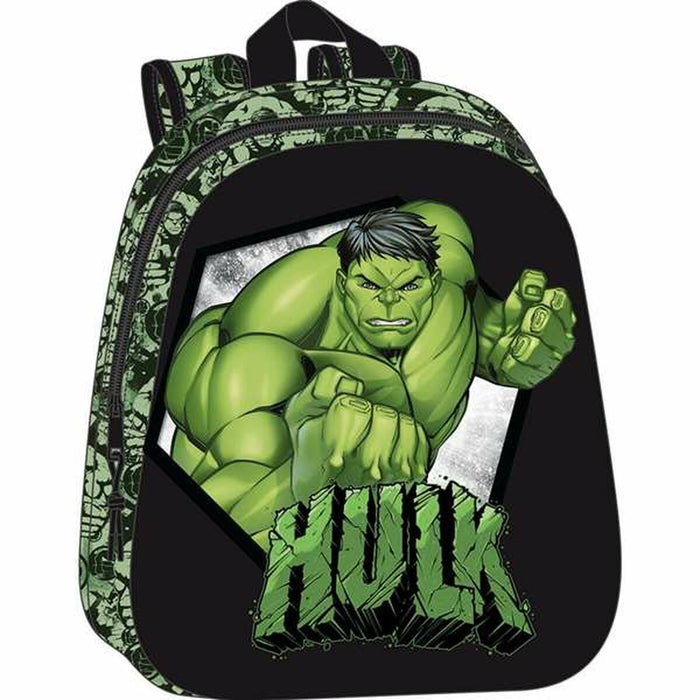 3D Child bag Hulk Black Green 27 x 33 x 10 cm