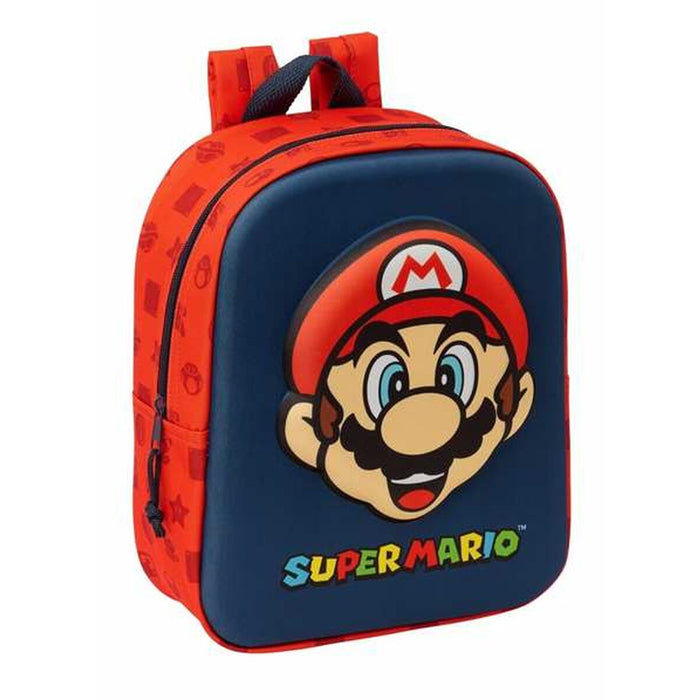 School Bag Super Mario Red 22 x 27 x 10 cm 3D