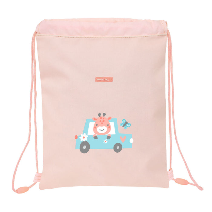 Backpack with Strings Safta Jirafa Coral 26 x 34 x 1 cm