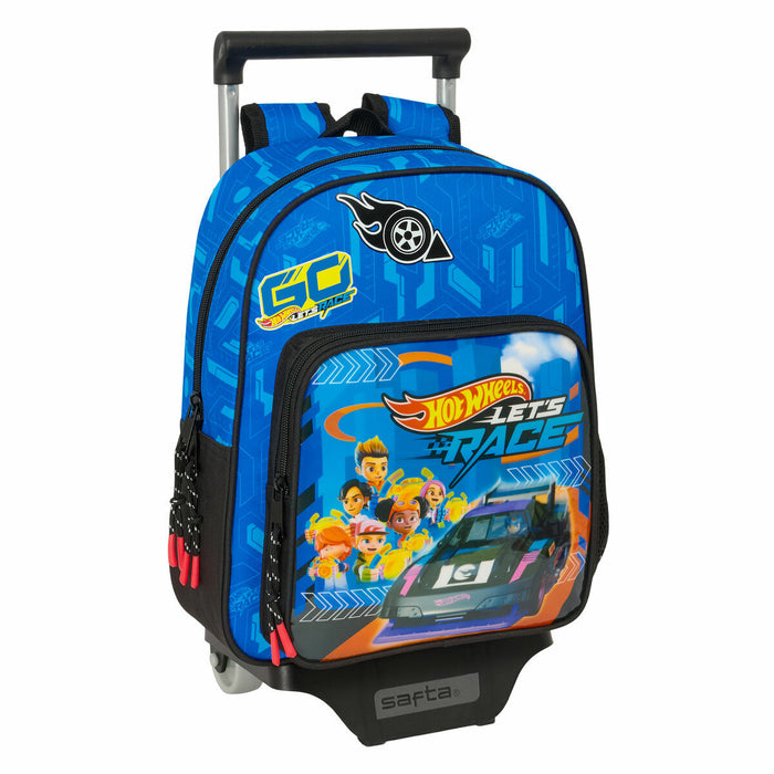School Rucksack with Wheels Hot Wheels Let'S Race 27 x 33 x 10 cm