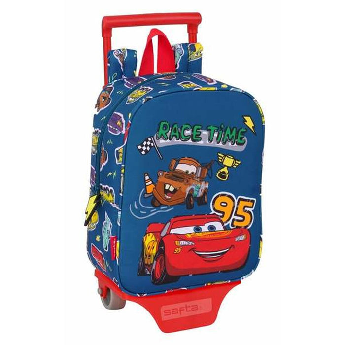 School Rucksack with Wheels Cars Racing 22 x 27 x 10 cm