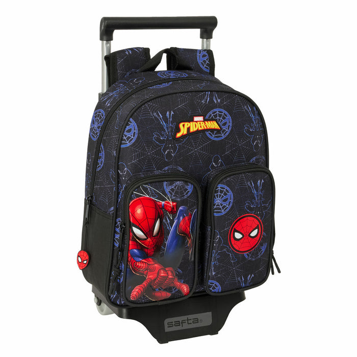 School Rucksack with Wheels Spider-Man Attack Black 27 x 33 x 10 cm
