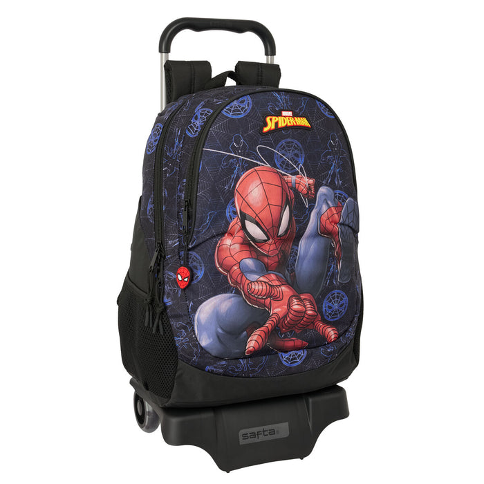 School Rucksack with Wheels Spider-Man Attack Black 32 x 44 x 16 cm