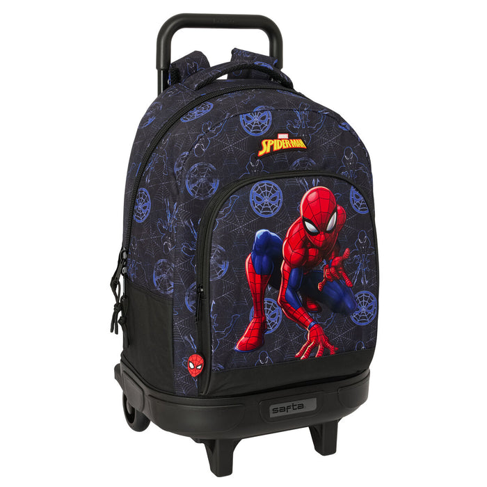 School Rucksack with Wheels Spider-Man Attack Black 33 x 45 x 22 cm