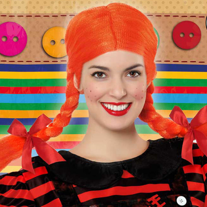 Peluca con Trenzas Naranja 118950