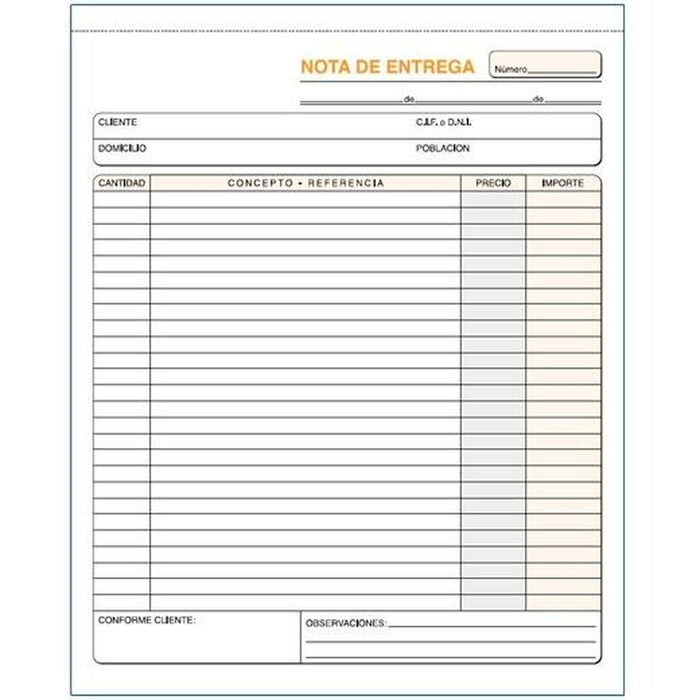 Delivery Book 21 x 26 cm (10 Units)