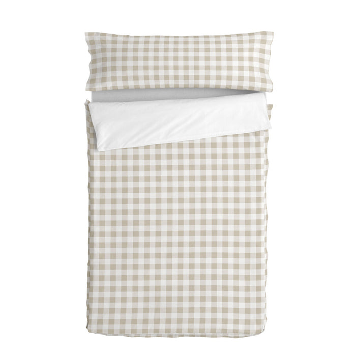 Quilt Cover without Filling HappyFriday Basic Kids Vichy Beige 90 x 200 cm