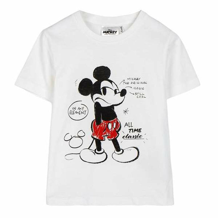 Camiseta de Manga Corta Infantil Mickey Mouse Blanco