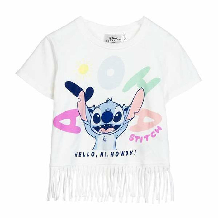 Camiseta de Manga Corta Infantil Stitch Blanco