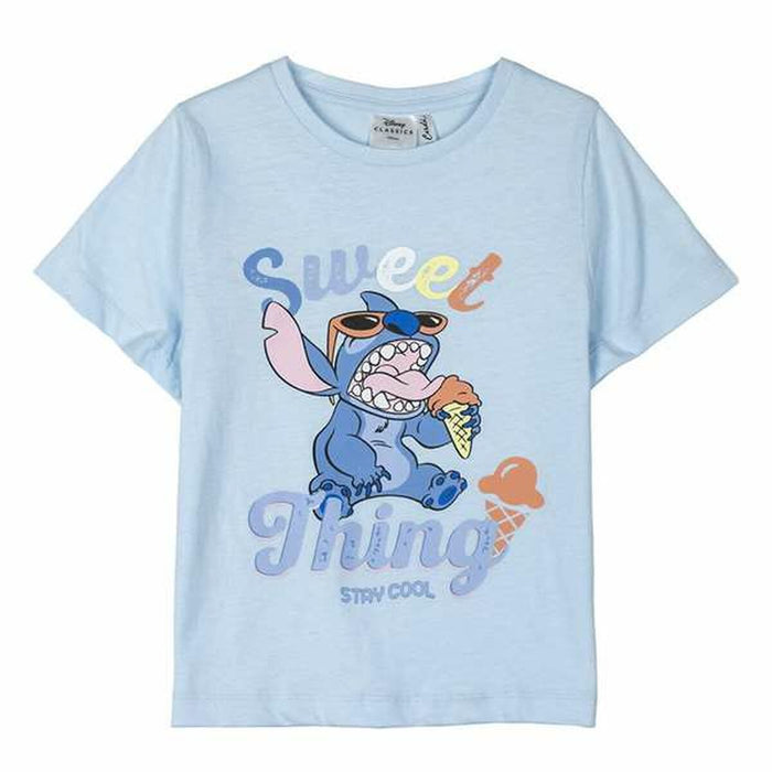 Child's Short Sleeve T-Shirt Stitch Light Blue 5 Years