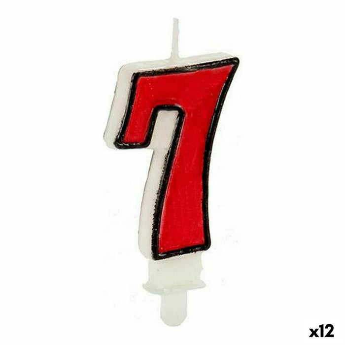Candle CL14A0030-7 CL14A0030-7 Birthday White Red (12 Units)