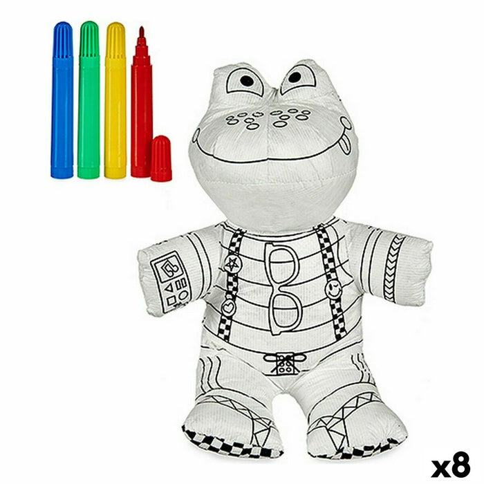 Colouring Plush Pincello ST342 ST342 White Black 18 x 10 x 24 cm Frog (8 Units)