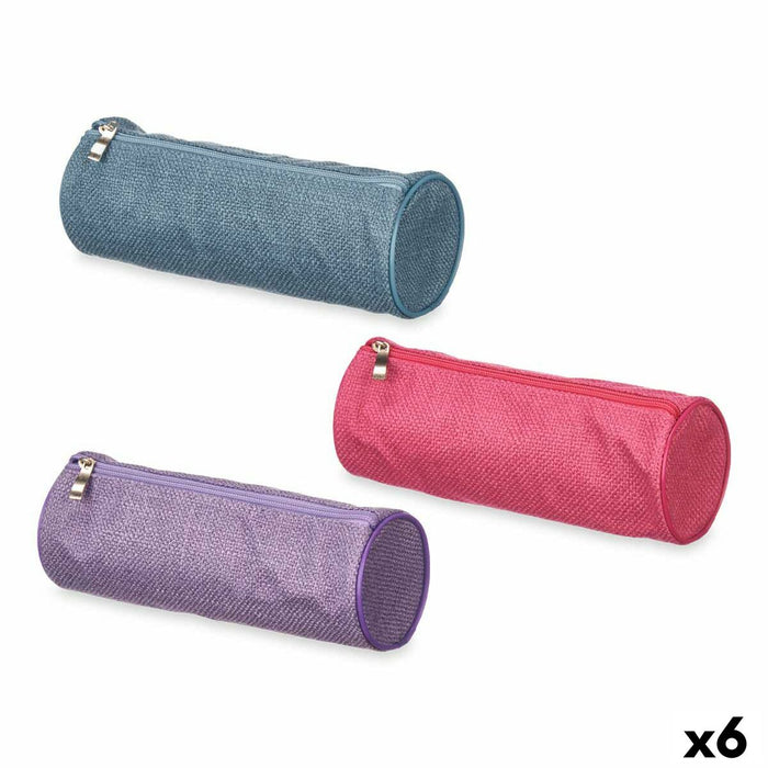Estuche Escolar Cilíndrico Pincello 445 445 Azul Morado Rosa 22 x 8 x 8 cm (6 Unidades)