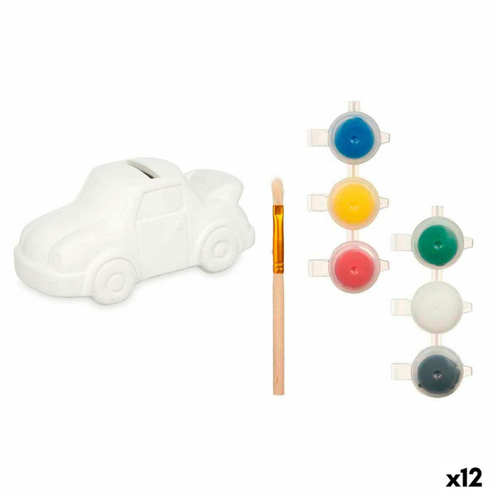 Hucha para Pintar Pincello BS2124 BS2124 Blanco 14 x 7 x 7 cm 14,5 x 7,2 x 9,4 cm Coche (12 Unidades)