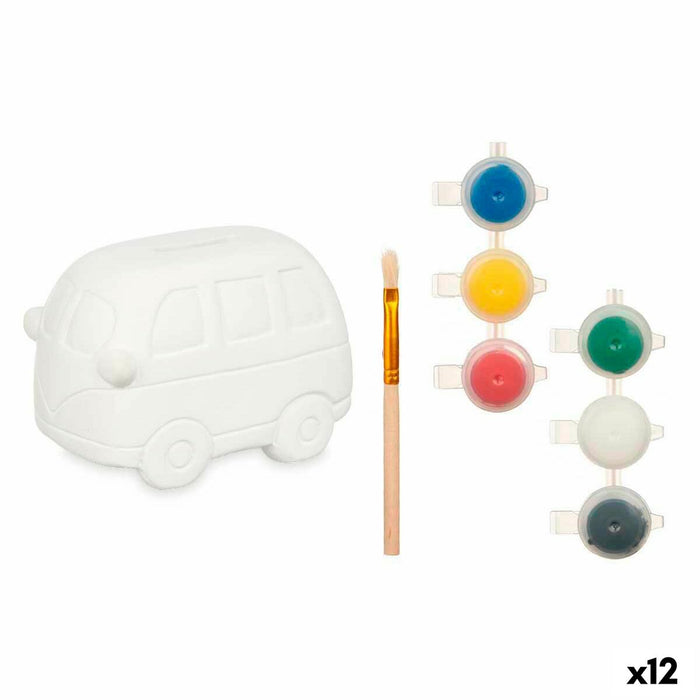 Hucha para Pintar Pincello BS2207 BS2207 Blanco 12 x 8,5 x 8,5 cm 12,4 x 8,6 x 9,9 cm Furgoneta (12 Unidades)