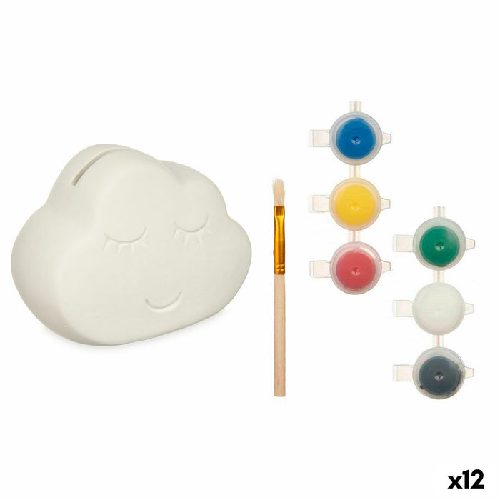 Paint Your Own Money Box Pincello BS2661 BS2661 White 12,3 x 9,4 x 9 cm 12 x 9,4 x 7 cm Clouds (12 Units)