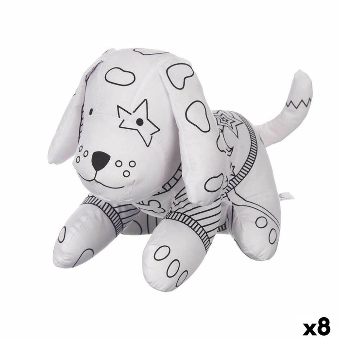 Peluche para Colorear Pincello ST341 ST341 Blanco Negro Tela 13 x 14 x 20 cm Perro (8 Unidades)