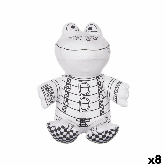 Peluche para Colorear Pincello ST342 ST342 Blanco Negro Tela 16 x 18 x 13 cm Rana (8 Unidades)