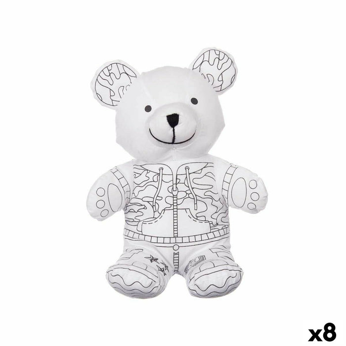 Peluche para Colorear Pincello ST339 ST339 Blanco Negro Tela 17 x 21 x 12 cm Oso (8 Unidades)
