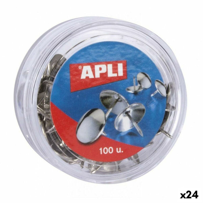 Drawing pins Apli Silver nickel 16 Pieces (24 Units)