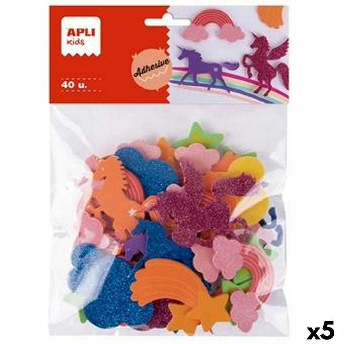 Eva Rubber Apli Multicolour Eva Rubber unicornios (40 Pieces) (5 Units)